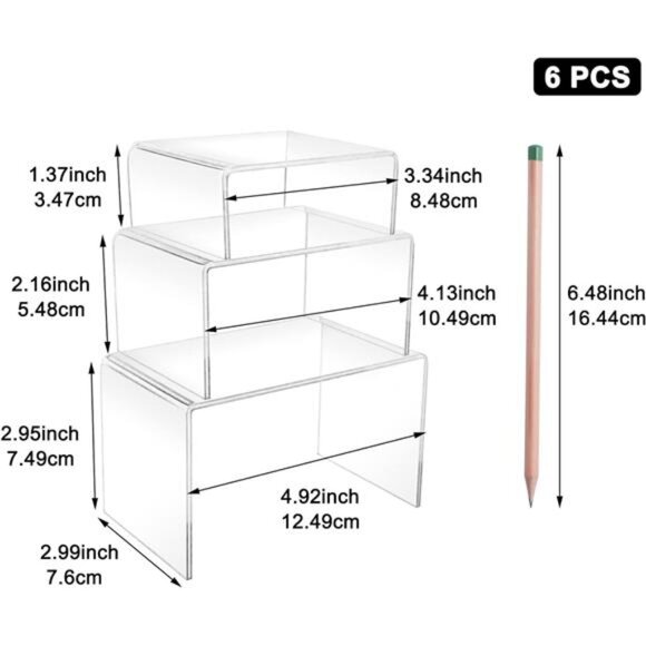 2 Sets Acrylic Display Risers(3",4",5") Clear Product Stand,Cupcakes Holder - Picture 2 of 7